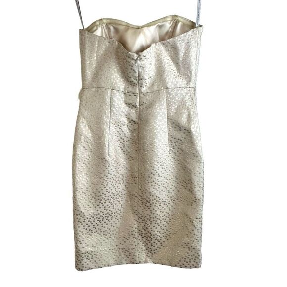 Jenny Yoo Collection Coco Gold Dot Jacquard Strapless Cocktail Mini Dress - Picture 4 of 10